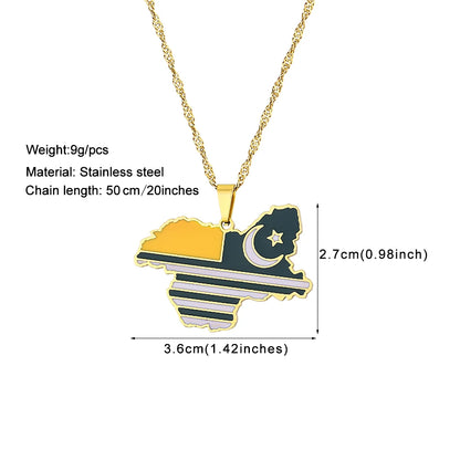 Azad Jammu & Kashmir Map Flag Pendant Necklace - Stainless Steel